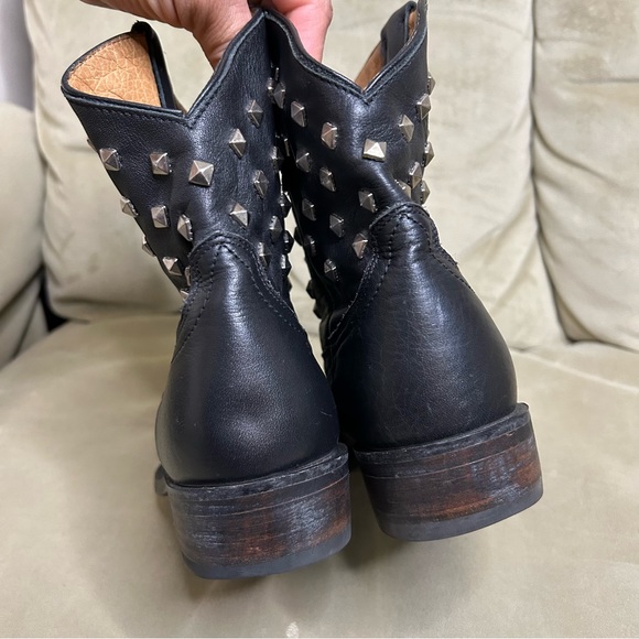 Miz Mooz | Chavita Metal Studded Black Leather Western Ankle Booties, Size 9 40 - Picture 9 of 9